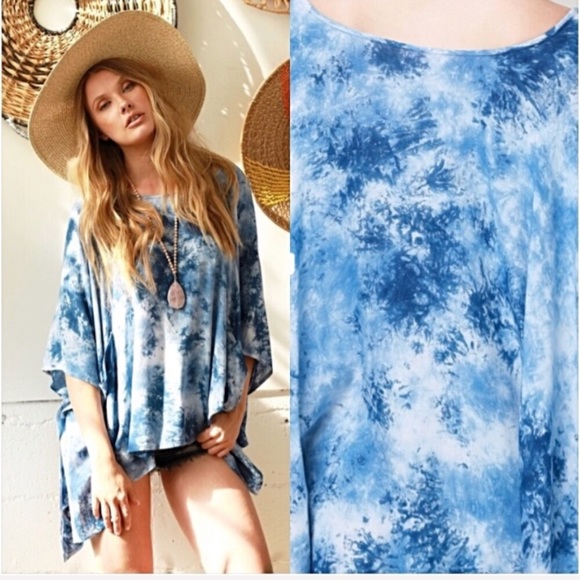📍SALE Chic Tie Dye Relaxed Tunic Top Coverup O/S - Picture 2 of 7